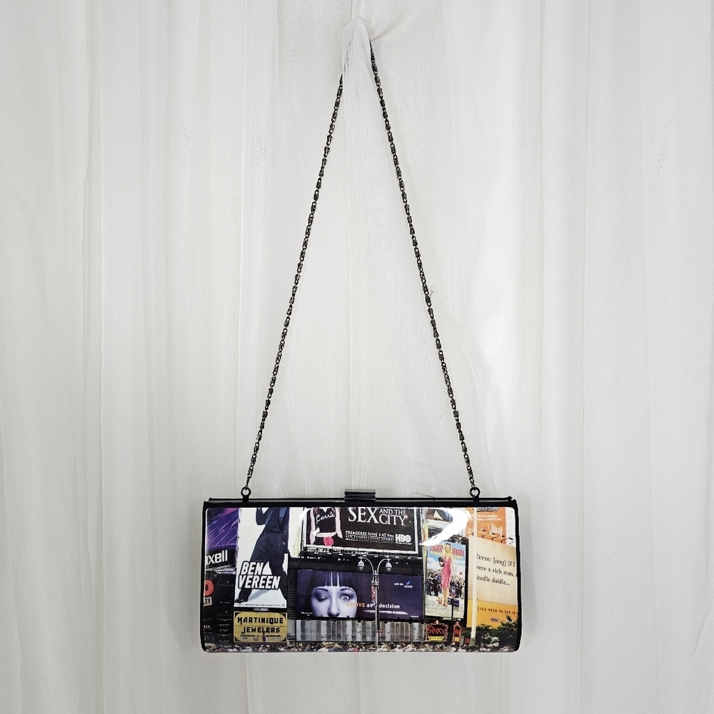 Adir Times Square Media Colorful Graphic Hardside Clutch Shoulder Crossbody - Picture 4 of 7